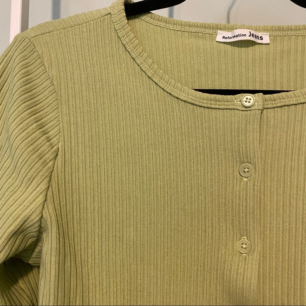 Reformation Sage Ribbed Button-Up Cardigan - Picture 2 of 5